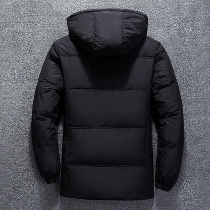 Warm hooded puffer jacket for men