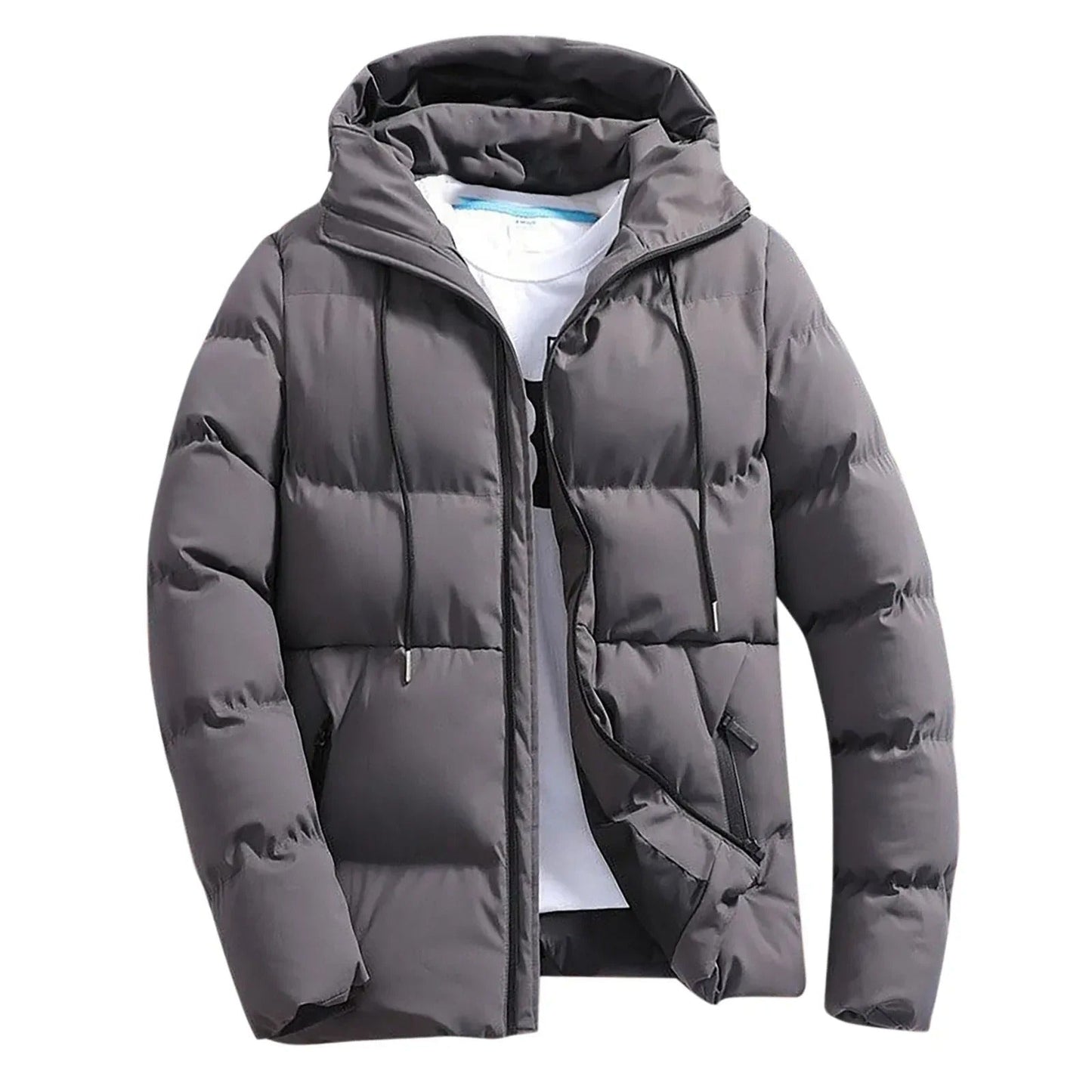 Warm hooded puffer jacket for men