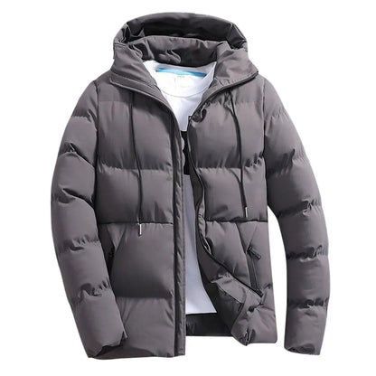 Warm hooded puffer jacket for men