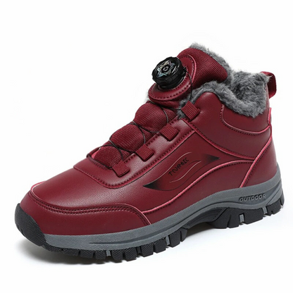 Waterproof ankle boots with plush flat bottom