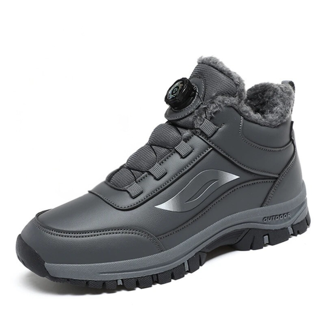 Waterproof ankle boots with plush flat bottom