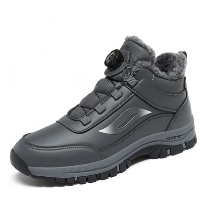 Waterproof ankle boots with plush flat bottom