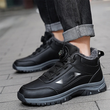 Waterproof ankle boots with plush flat bottom
