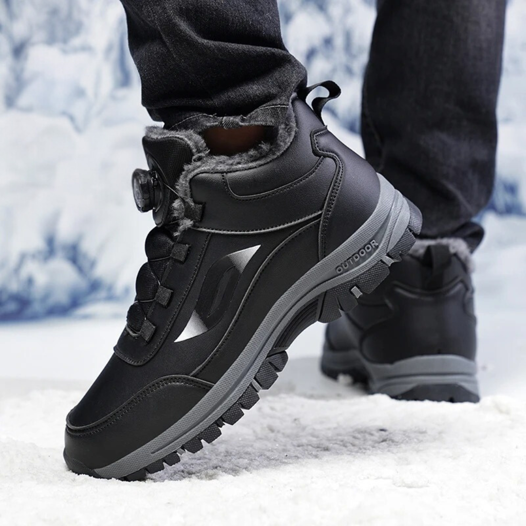 Waterproof ankle boots with plush flat bottom