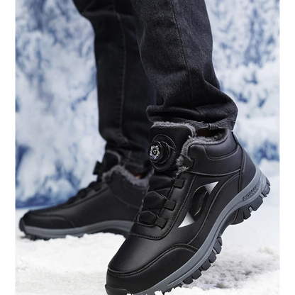 Waterproof ankle boots with plush flat bottom