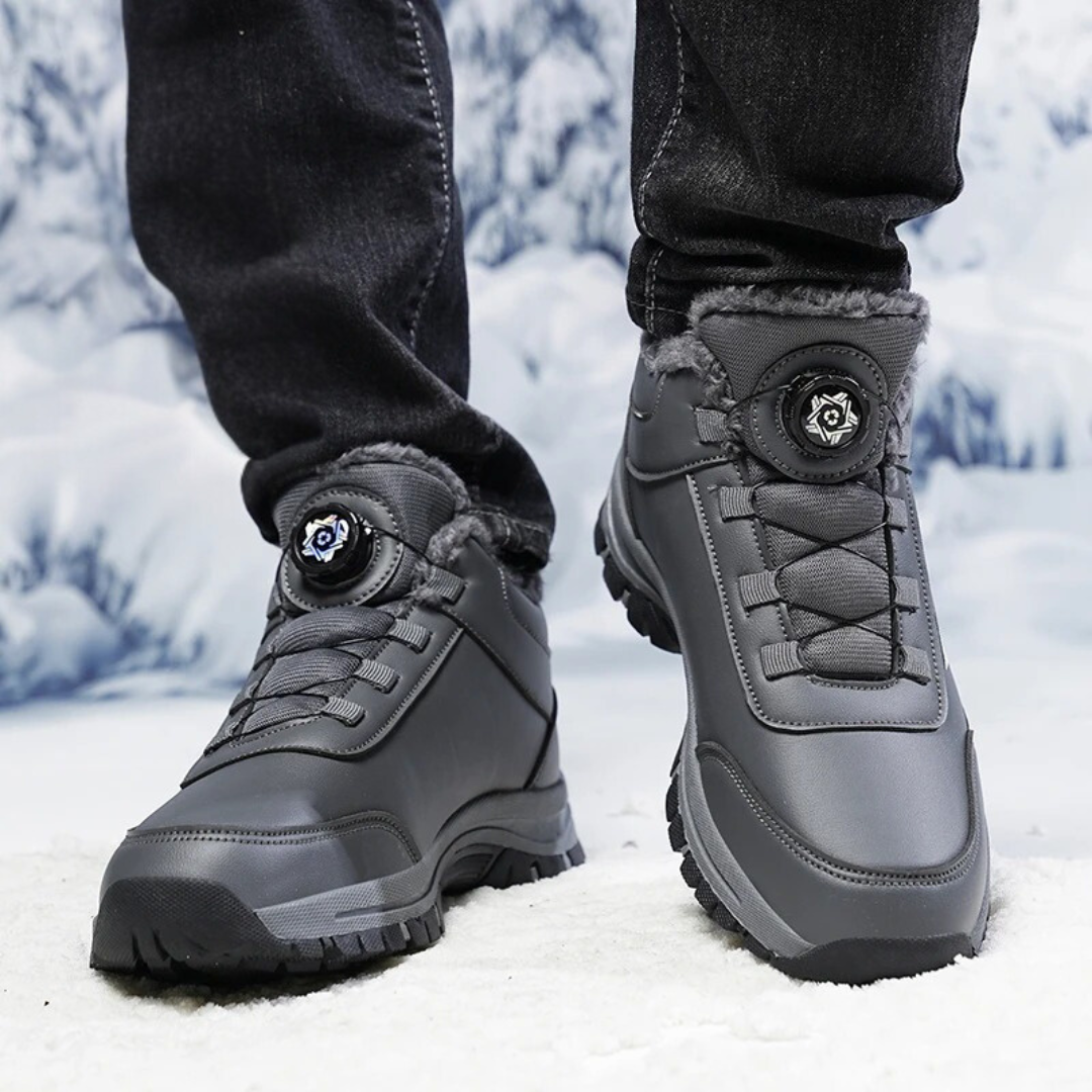 Waterproof ankle boots with plush flat bottom