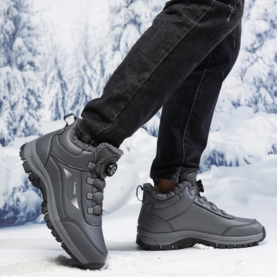 Waterproof ankle boots with plush flat bottom