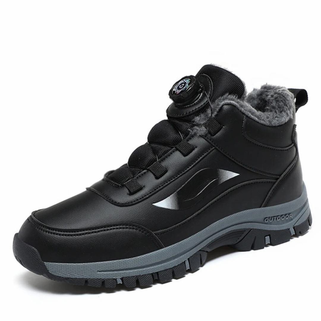 Waterproof ankle boots with plush flat bottom