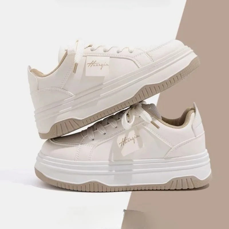 White chunky trainers for women