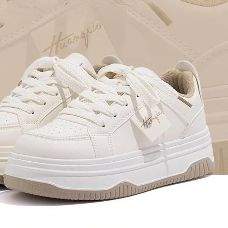 White chunky trainers for women