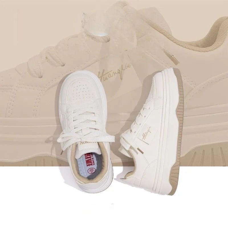 White chunky trainers for women