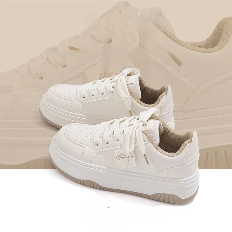 White chunky trainers for women