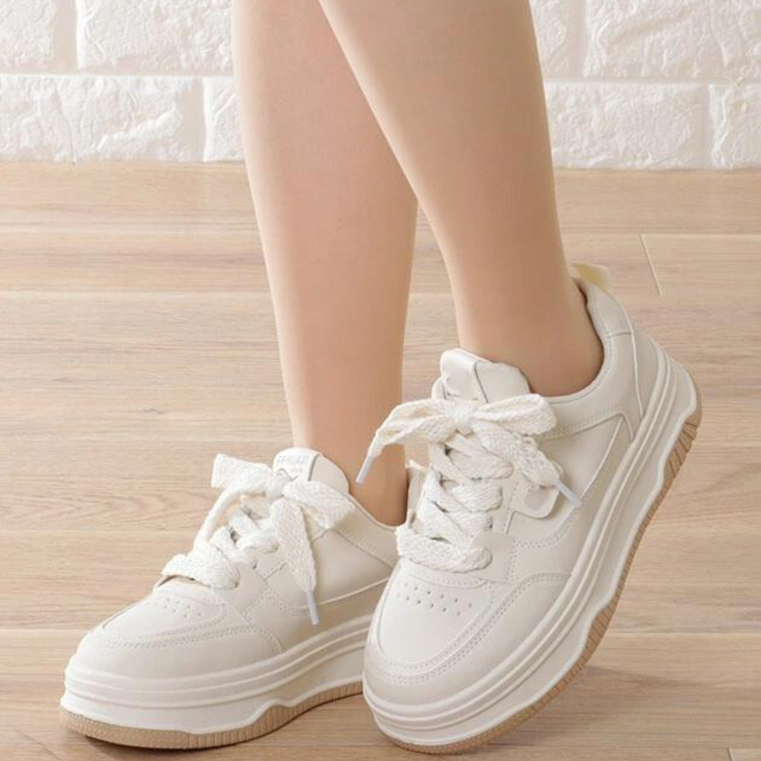 White chunky trainers for women