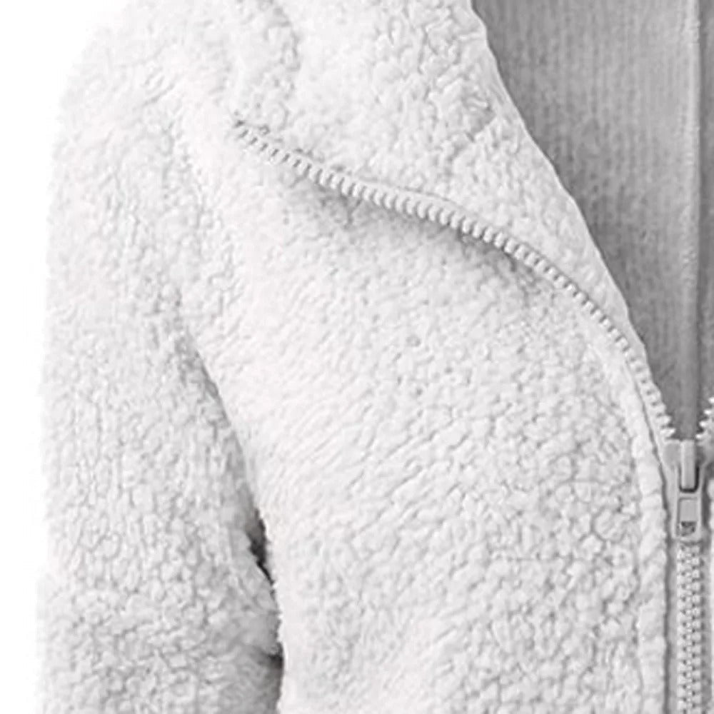 Winter fleece jacket with hood for ladies