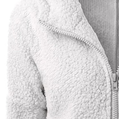 Winter fleece jacket with hood for ladies