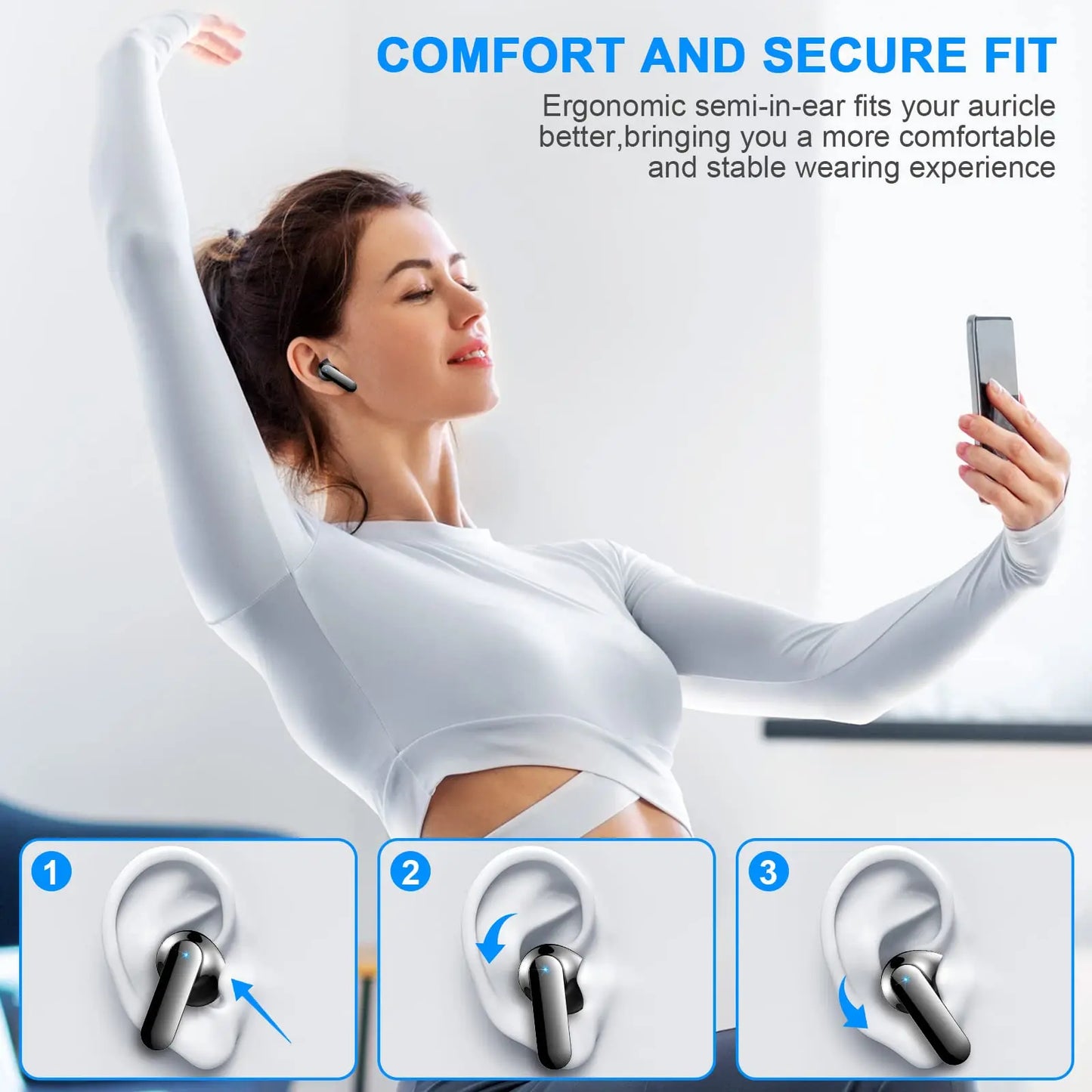 Wireless Bluetooth 5.3 Earbuds with Noise Reduction and 36 hours playing time