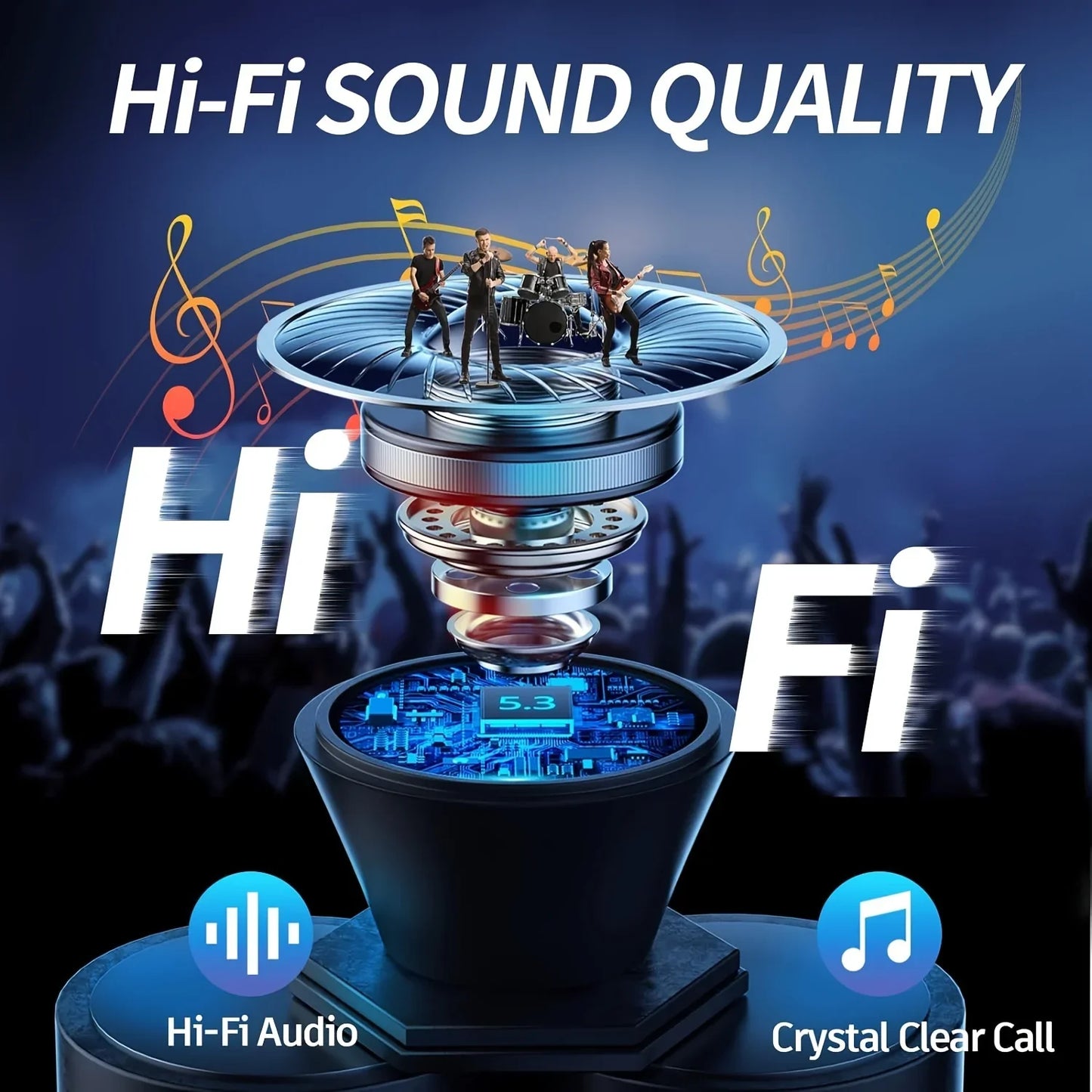 Wireless Bluetooth 5.3 Earphones with Noise Reduction and Transparent Mode