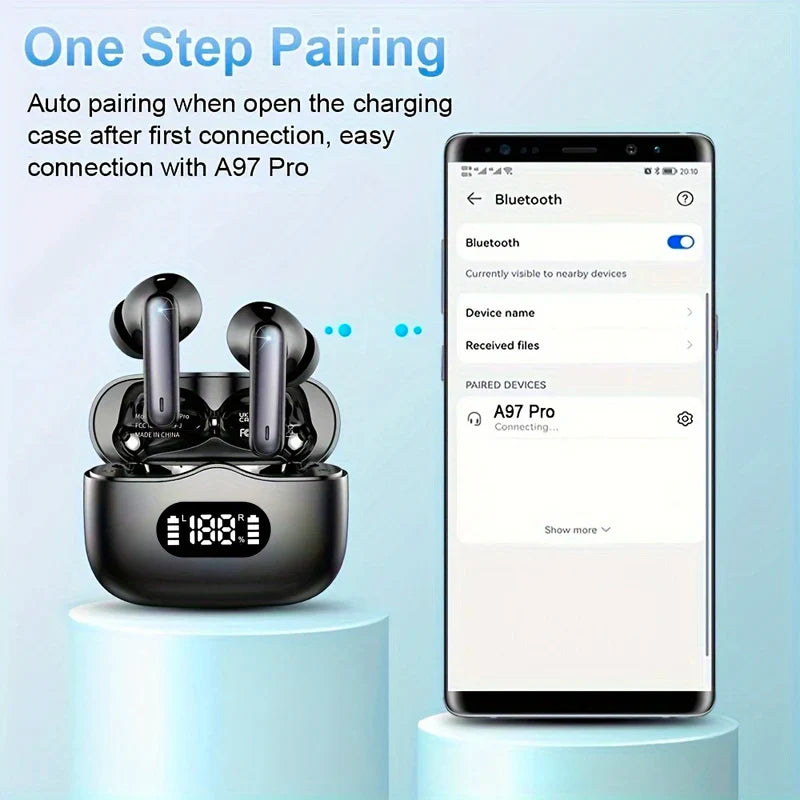 Wireless Bluetooth 5.3 Earphones with Noise Reduction and Transparent Mode