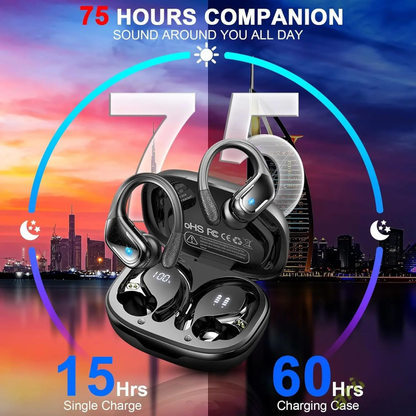 Wireless Bluetooth Earbuds with IP7 Waterproof and 75 Hour Listening Time