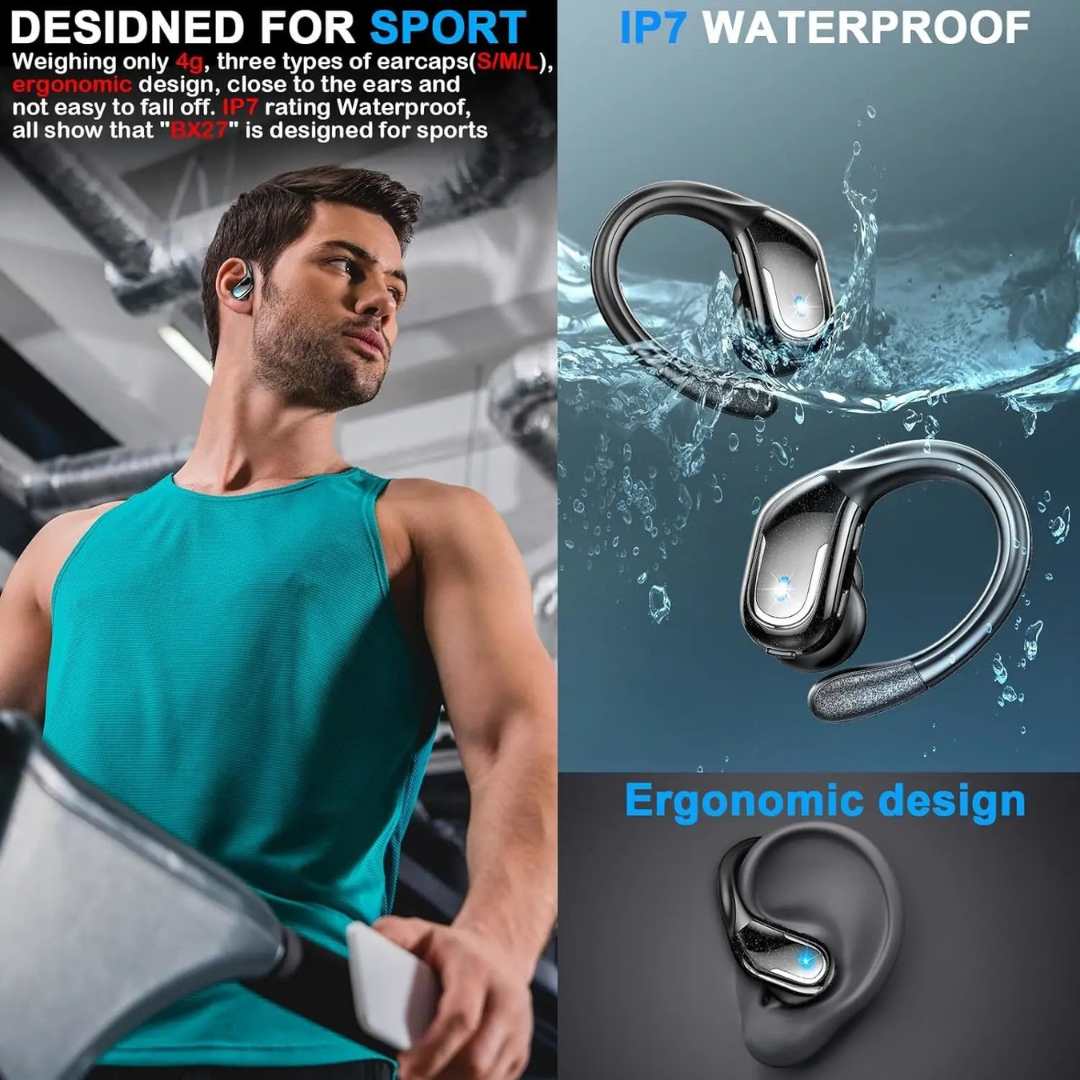 Wireless Bluetooth Earbuds with IP7 Waterproof and 75 Hour Listening Time
