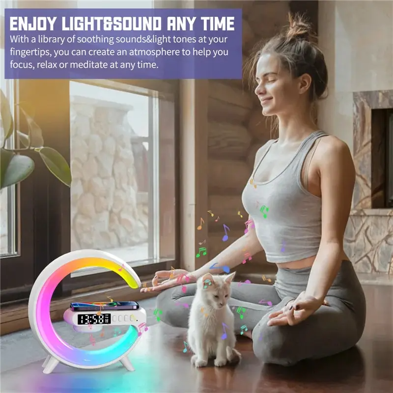 Wireless Mood Lamp RGB Multifunctional With Quick Charger And Bluetooth Speaker