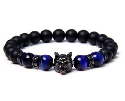 Wolf tiger eye beaded bracelet