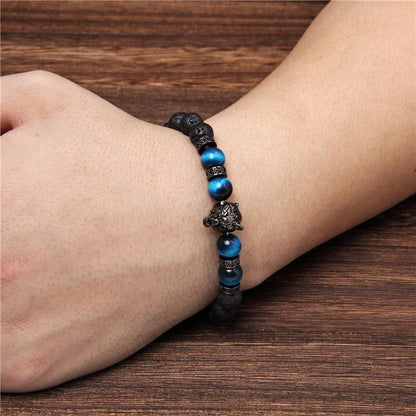 Wolf tiger eye beaded bracelet