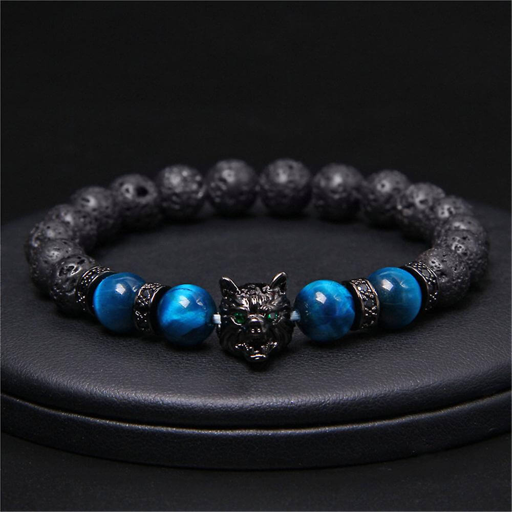 Wolf tiger eye beaded bracelet