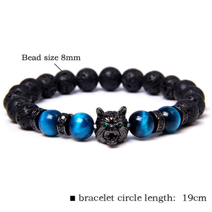 Wolf tiger eye beaded bracelet