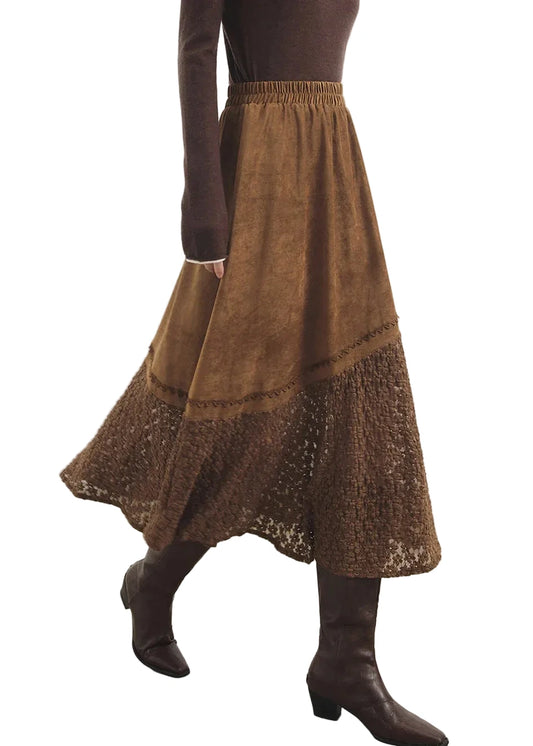 Women's A-Line Skirt Lace Patchwork Design 0