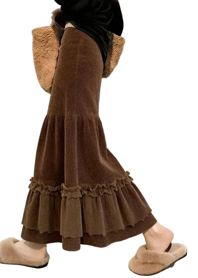 Women's A-Line Skirt Ruffled Patchwork Style 0