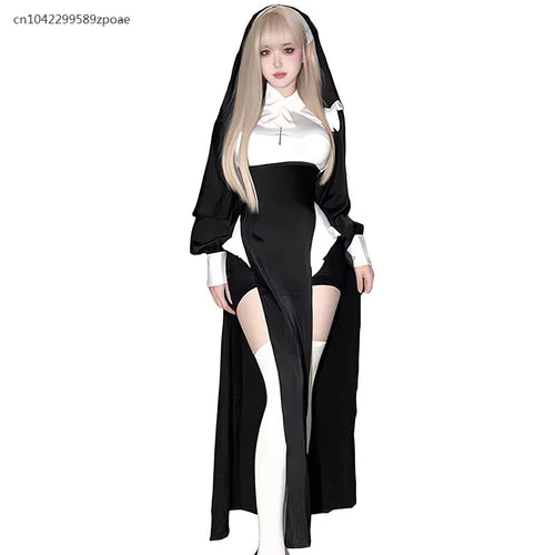Women's Anime Nun Costume Cosplay Outfit for Halloween 0