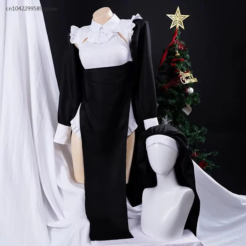 Women's Anime Nun Costume Cosplay Outfit for Halloween 5