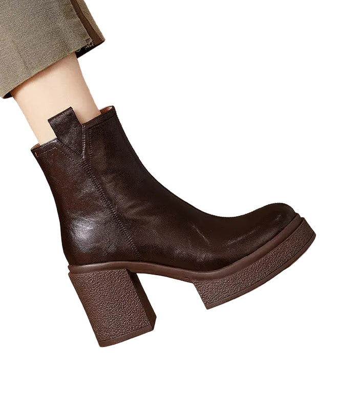 Women's Ankle Boots Chunky Heel Spliced Design 0
