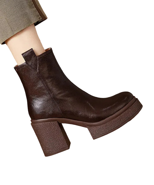 Women's Ankle Boots Chunky Heel Spliced Design 0