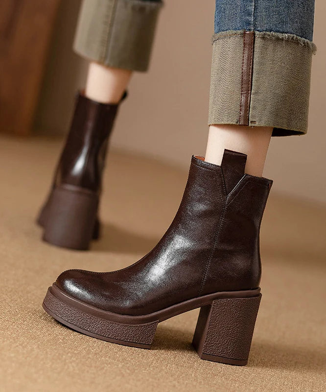 Women's Ankle Boots Chunky Heel Spliced Design 1