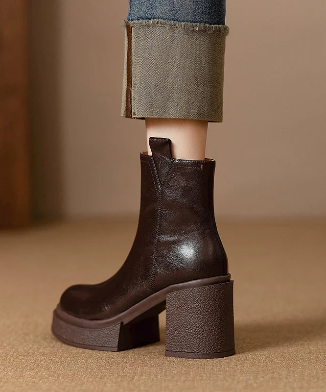 Women's Ankle Boots Chunky Heel Spliced Design 2