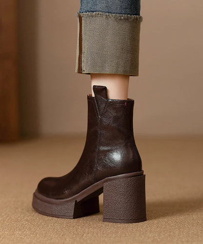 Women's Ankle Boots Chunky Heel Spliced Design 2