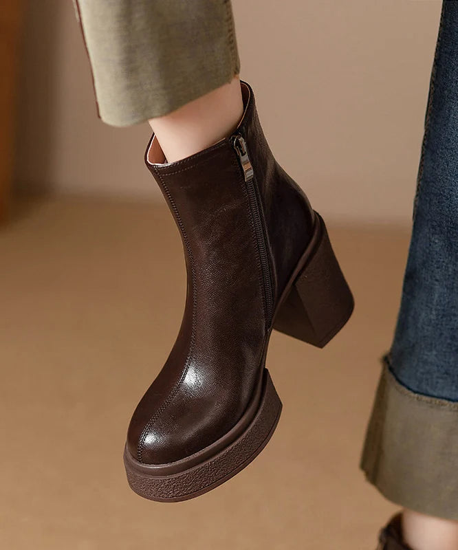 Women's Ankle Boots Chunky Heel Spliced Design 3