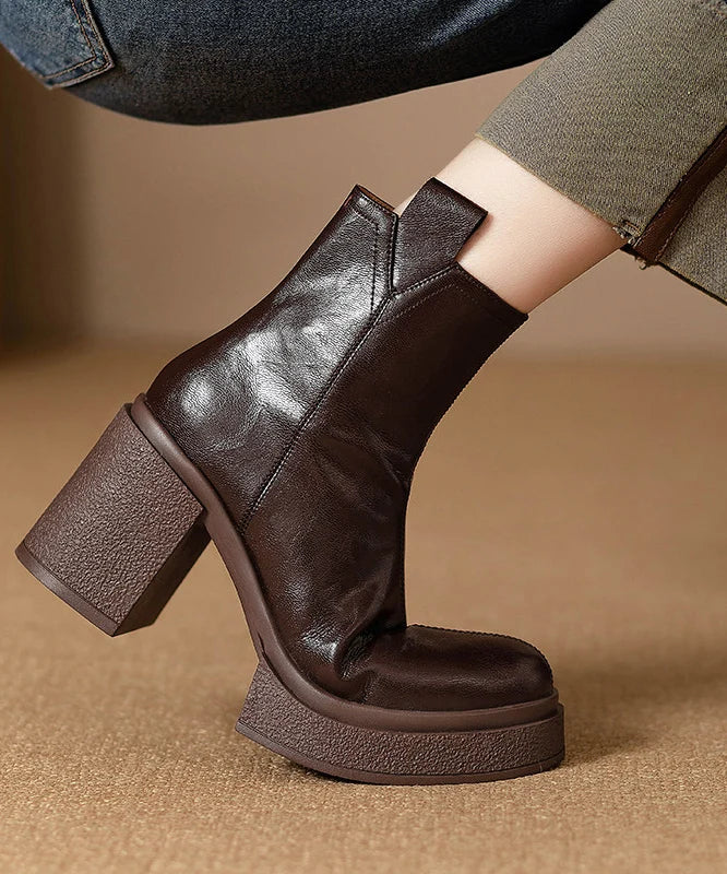 Women's Ankle Boots Chunky Heel Spliced Design 4