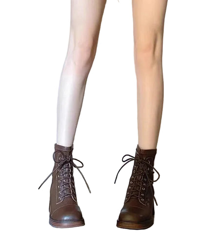 Women's Ankle Boots Lace-Up Chunky Heel 0