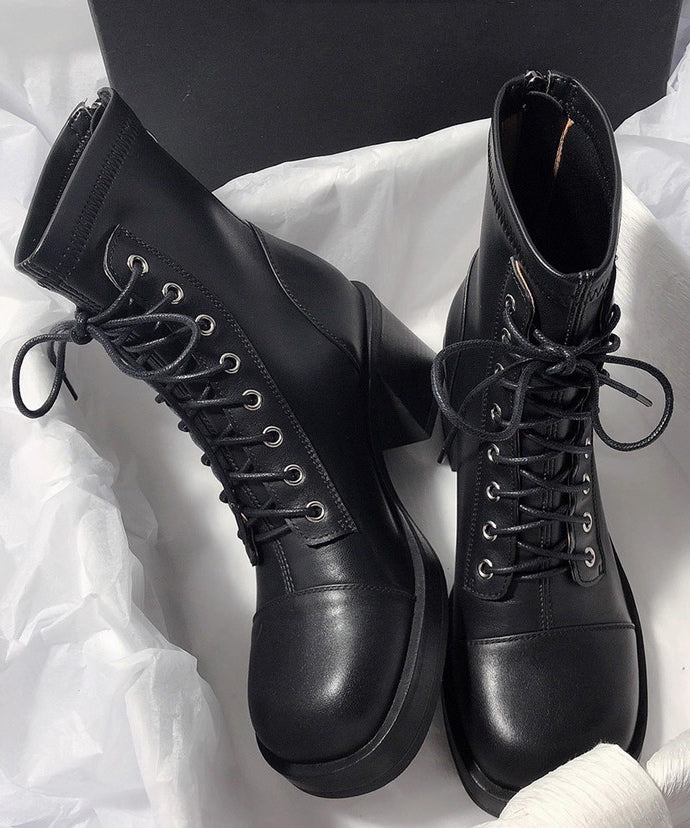 Women's Ankle Boots Lace-Up Chunky Heel 1