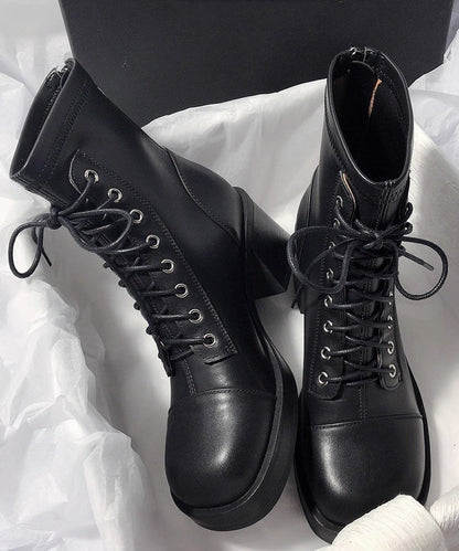 Women's Ankle Boots Lace-Up Chunky Heel 1