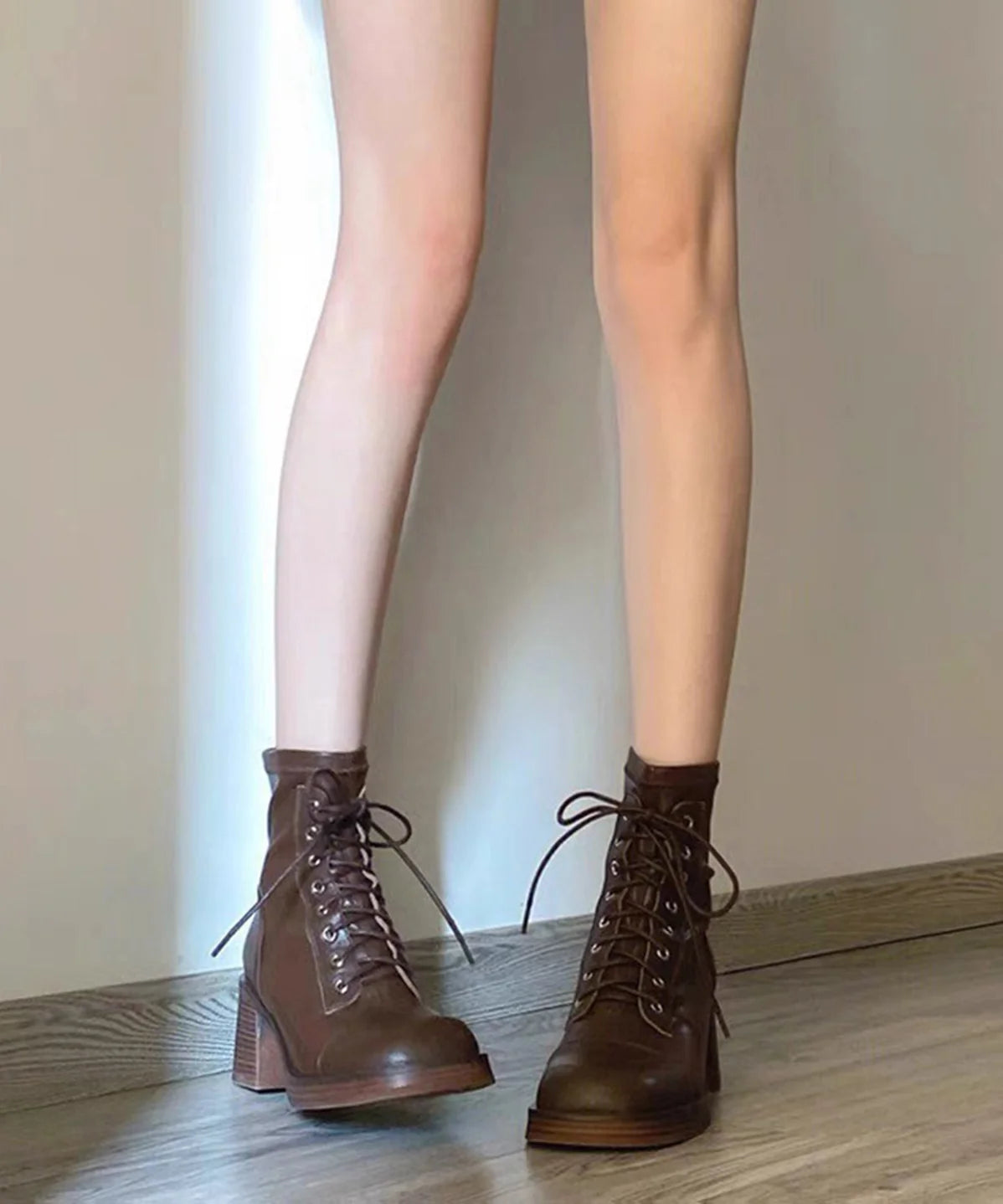 Women's Ankle Boots Lace-Up Chunky Heel 2