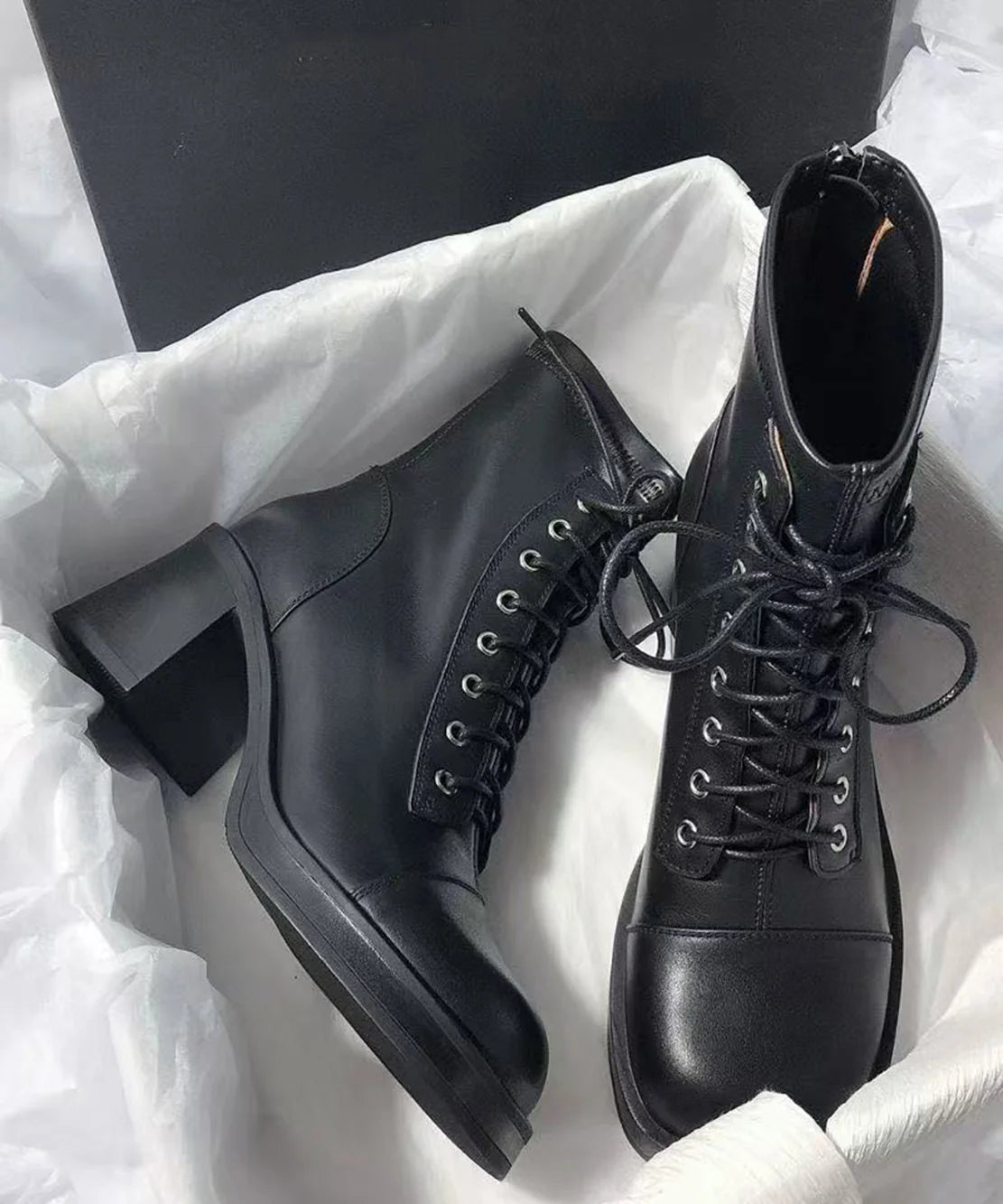 Women's Ankle Boots Lace-Up Chunky Heel 3