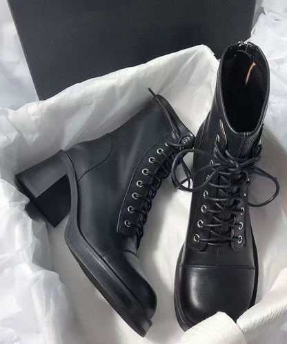 Women's Ankle Boots Lace-Up Chunky Heel 3