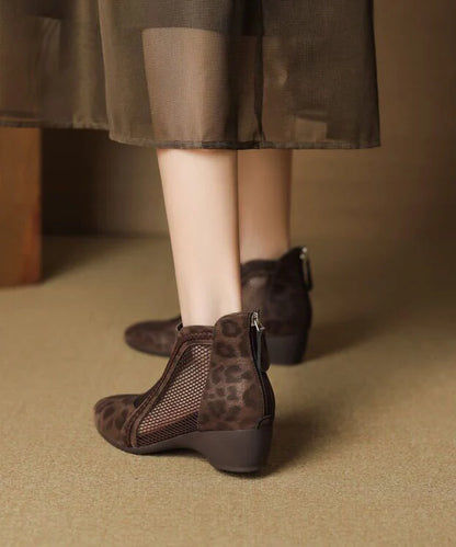 Women's Ankle Boots Leopard Print Hollow Out Design 4