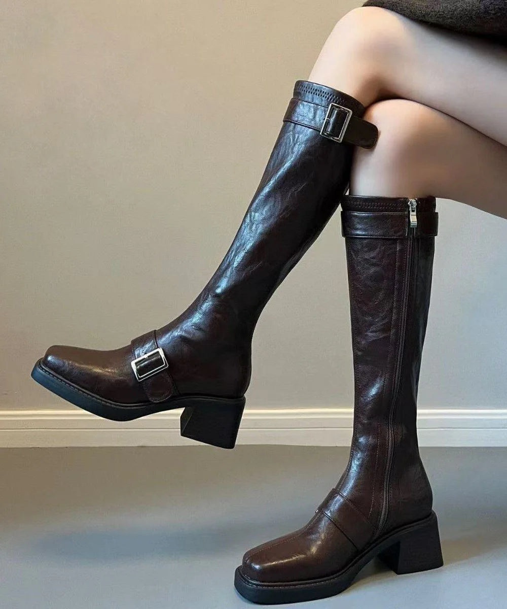 Women's Ankle Boots Pointed Toe Buckle Strap Chunky Heel 0