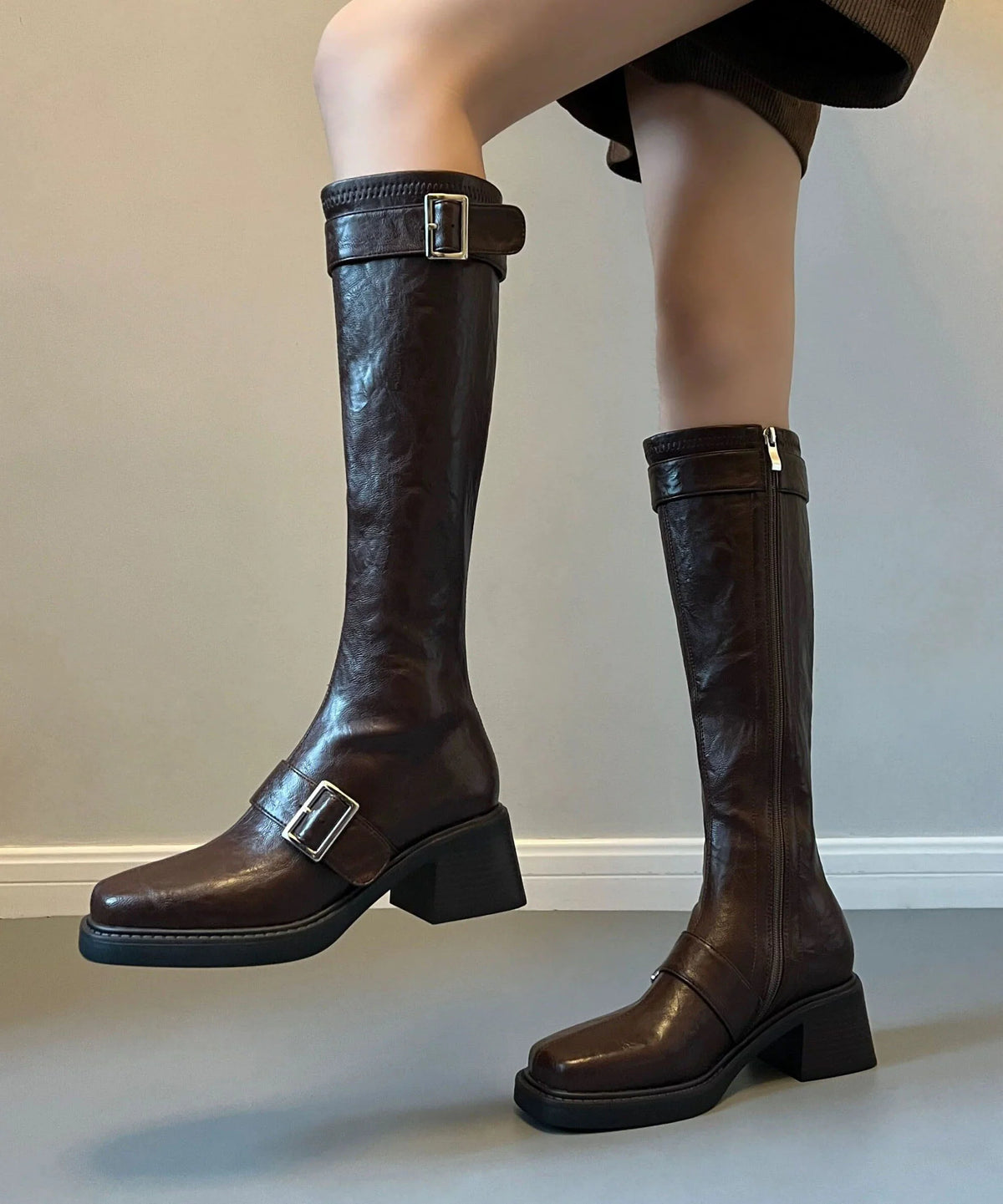 Women's Ankle Boots Pointed Toe Buckle Strap Chunky Heel 2