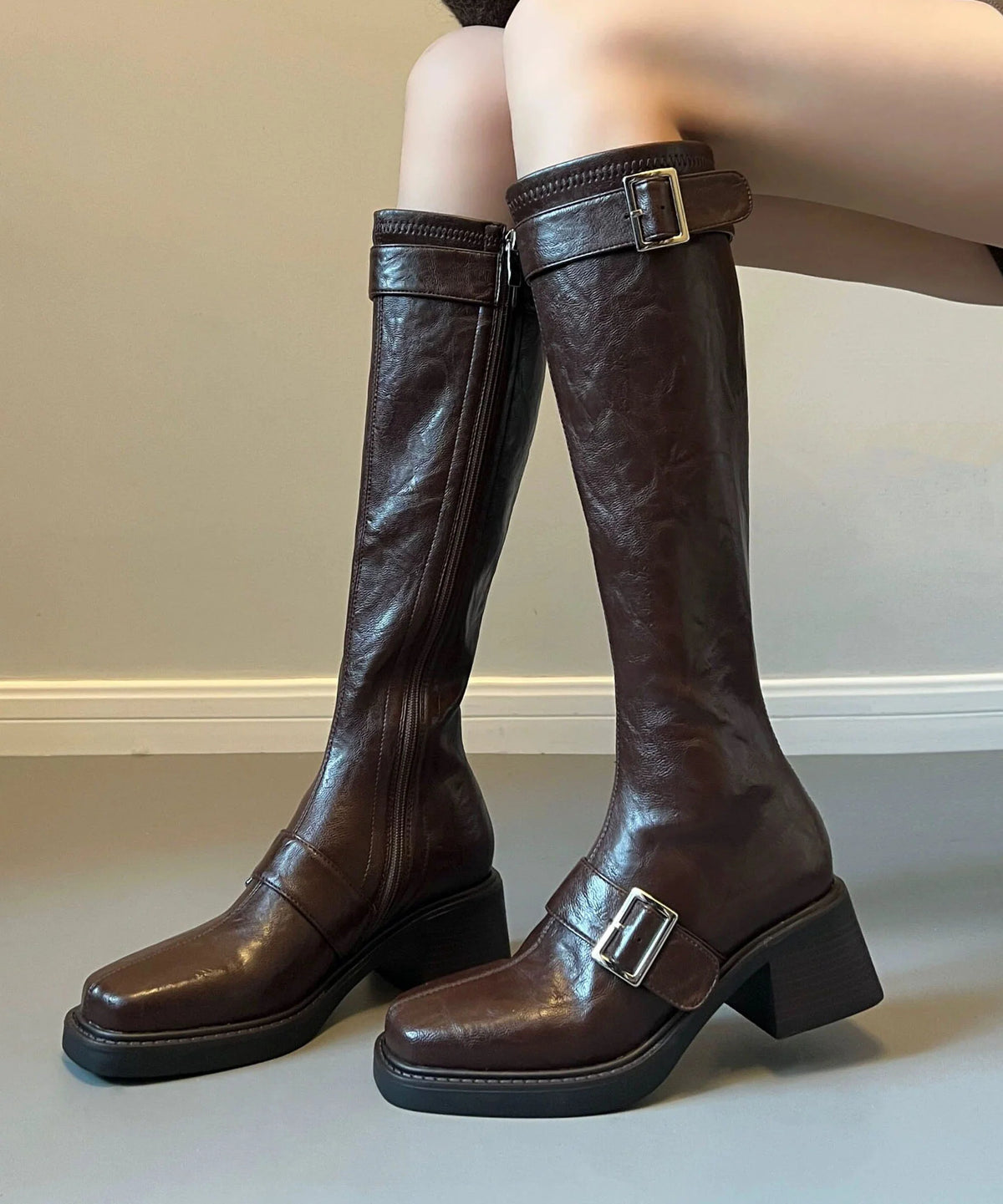 Women's Ankle Boots Pointed Toe Buckle Strap Chunky Heel 3